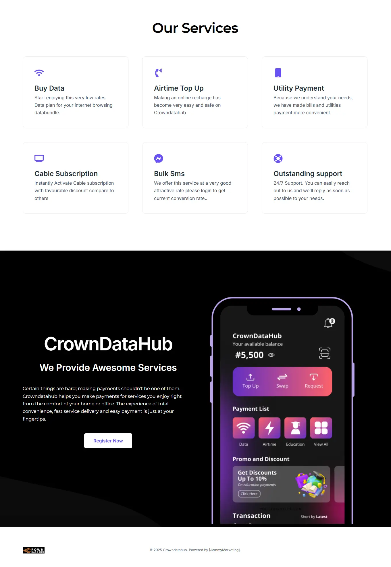 bill payment website, VTU website, data website