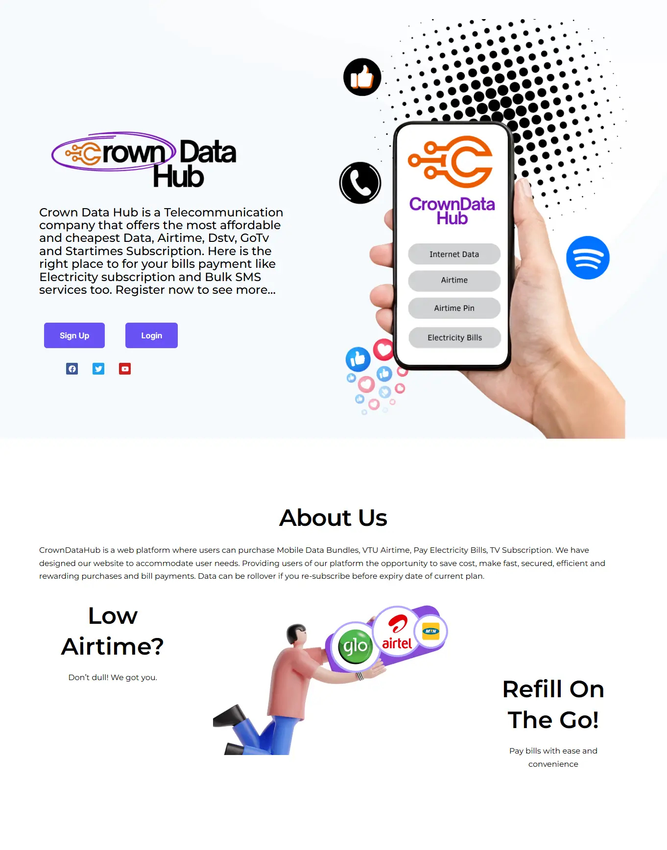 bill payment website, VTU website, data website