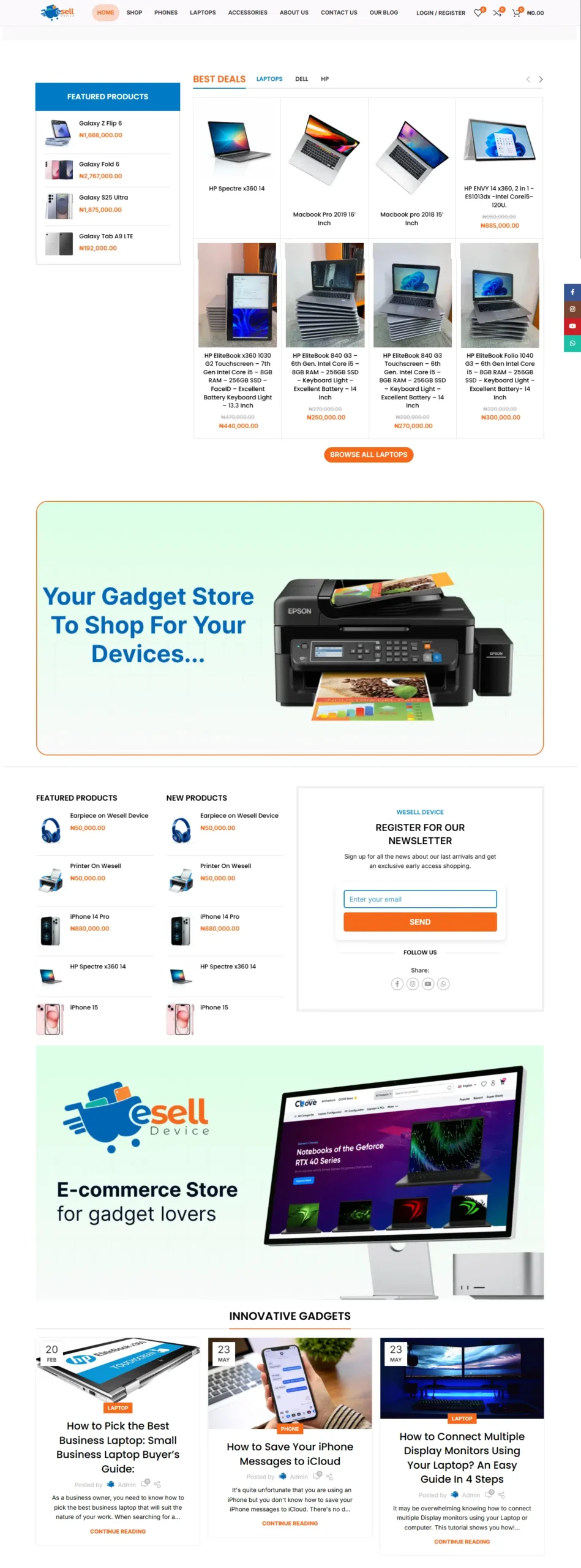 ecommerce website, store website