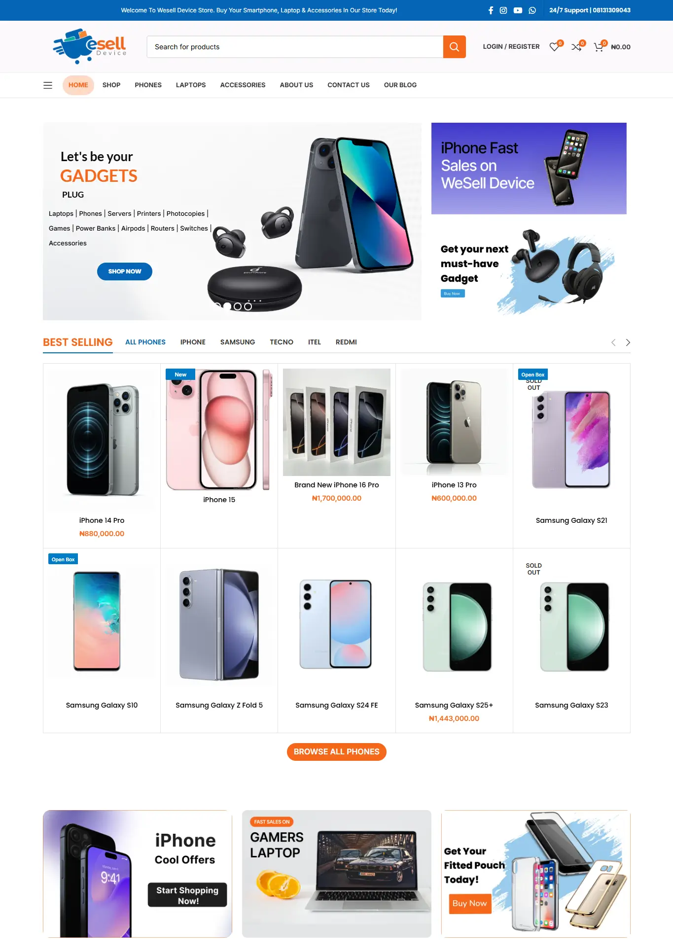 ecommerce website, store website